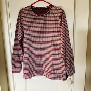 NWT LANDS’ END RED, WHITE AND BLUE KNIT HERRINGBONE LONG SLEEVE TUNIC SIZE SMALL